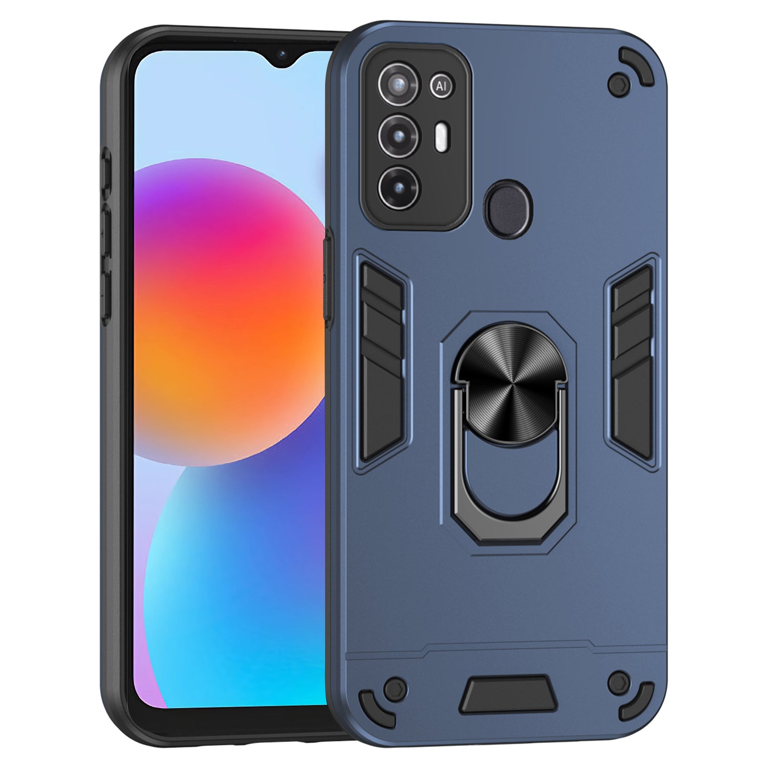 For ZTE Blade A52 Case PC+TPU Armor Phone Cover with Car Mount Kickstand For ZTE Blade A52 Case PC+TPU Armor Phone Cover with Car Mount Kickstand